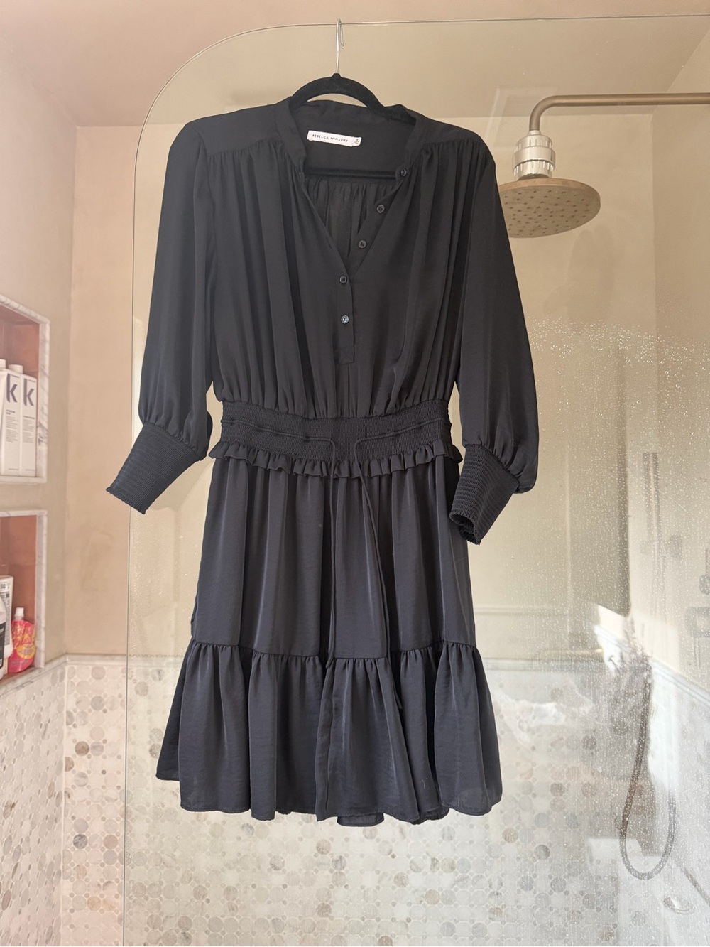 Rebecca minkoff Black Smocked Waist Tiered Dress